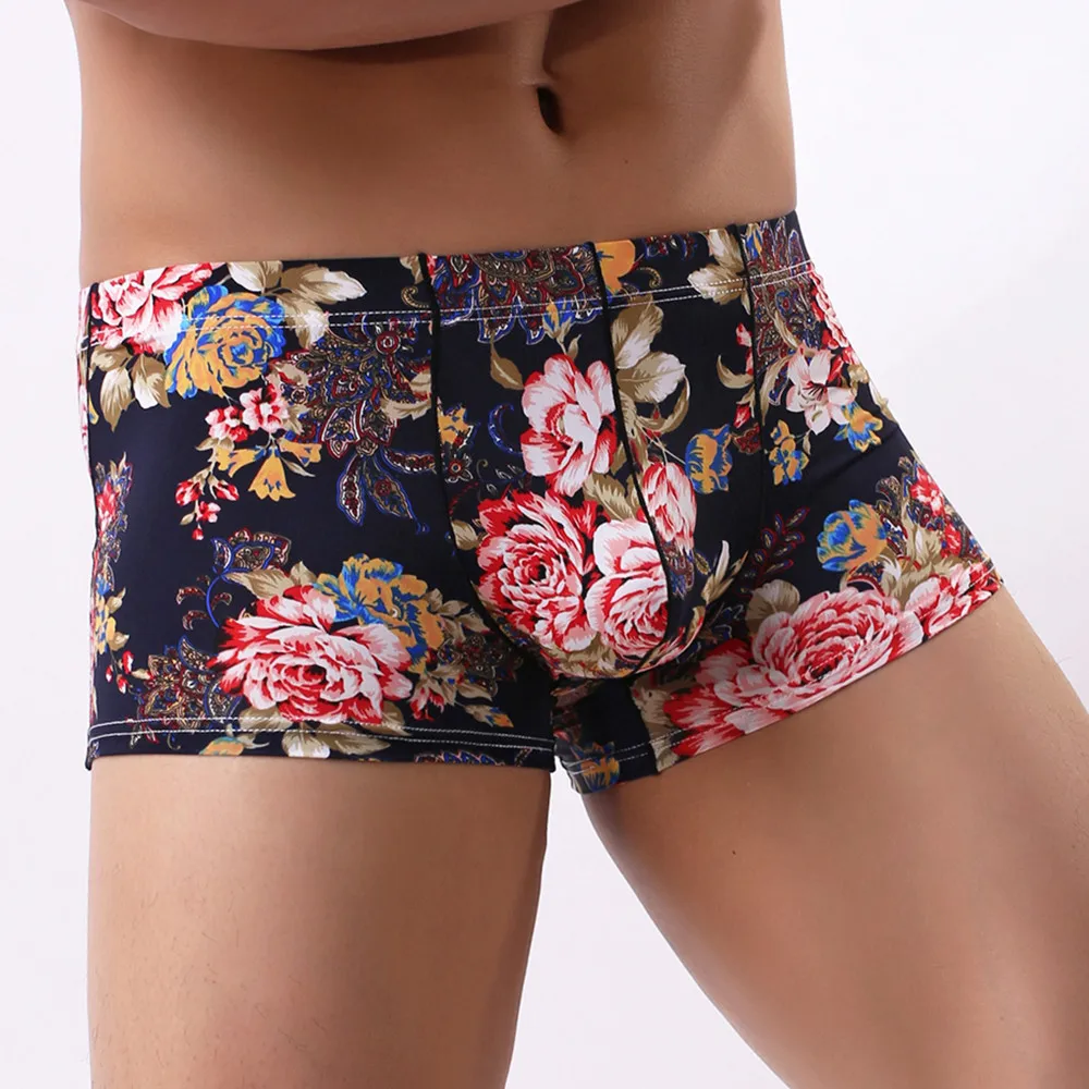 FeiTong Boxer Men Cueca Patchwork Print Boxer Shorts Bulge Pouch Underpants Gay Clothing Mens Underwear Boxers Brand