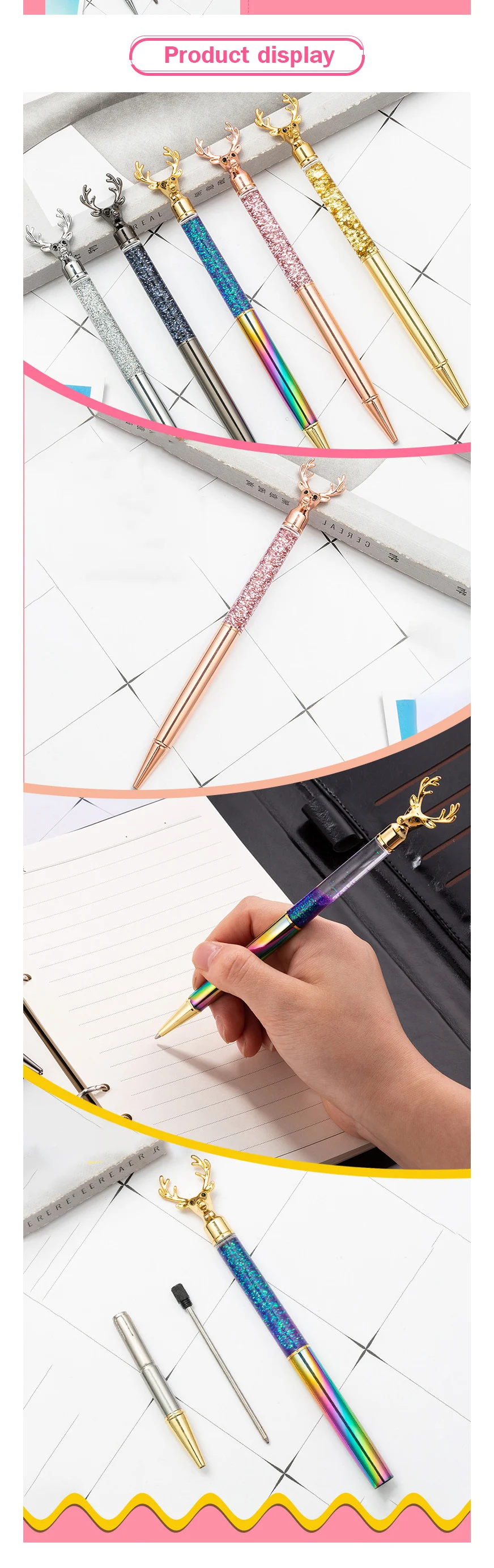 10 шт. милые шариковые ручки в стиле оленя можно гравировать имя ручка с заказным логотипом день рождения подарочный Металлический Шариковая Ручка канцелярия для учеников