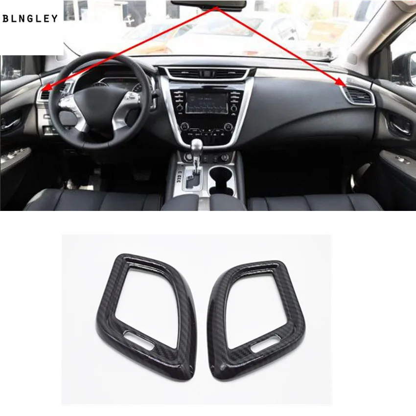 

2pcs/lot ABS Carbon fiber grain front both sides air conditioning outlet decoration cover for 2015-2018 Nissan Murano