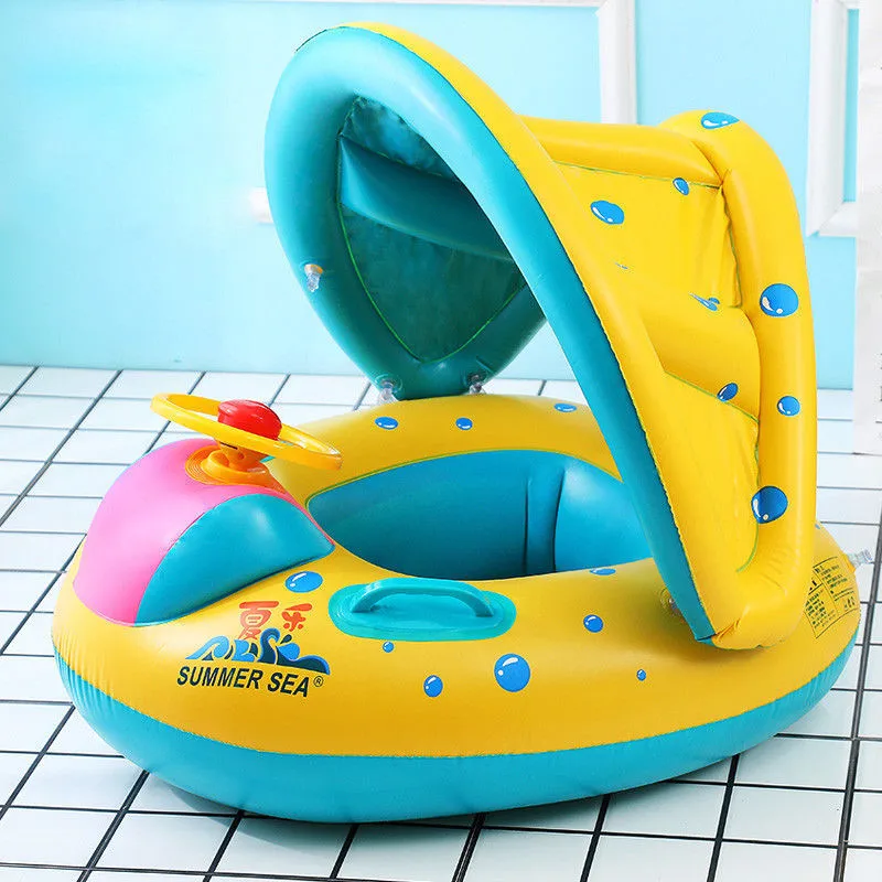 Детские летние безопасные плавающие кольца ming надувной бассейн плавающий с тентом Фламинго сиденье лодка водные игрушки для детей