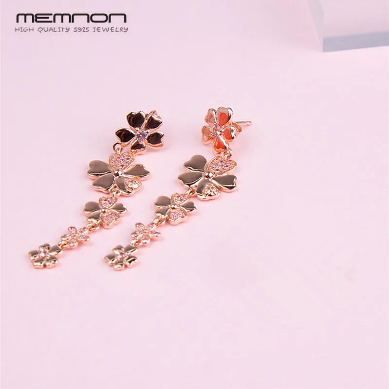 

2018 New flower stud earrings for women 925 sterling silver with rose joyas de plata 925 earring brinco silver earrings Memnon