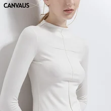 CANVAUS, осенняя Новинка, женская одежда, топы, белые, черные, красные, тонкая Повседневная футболка с длинным рукавом, офисные женские футболки tumblr, женская рубашка FS78A