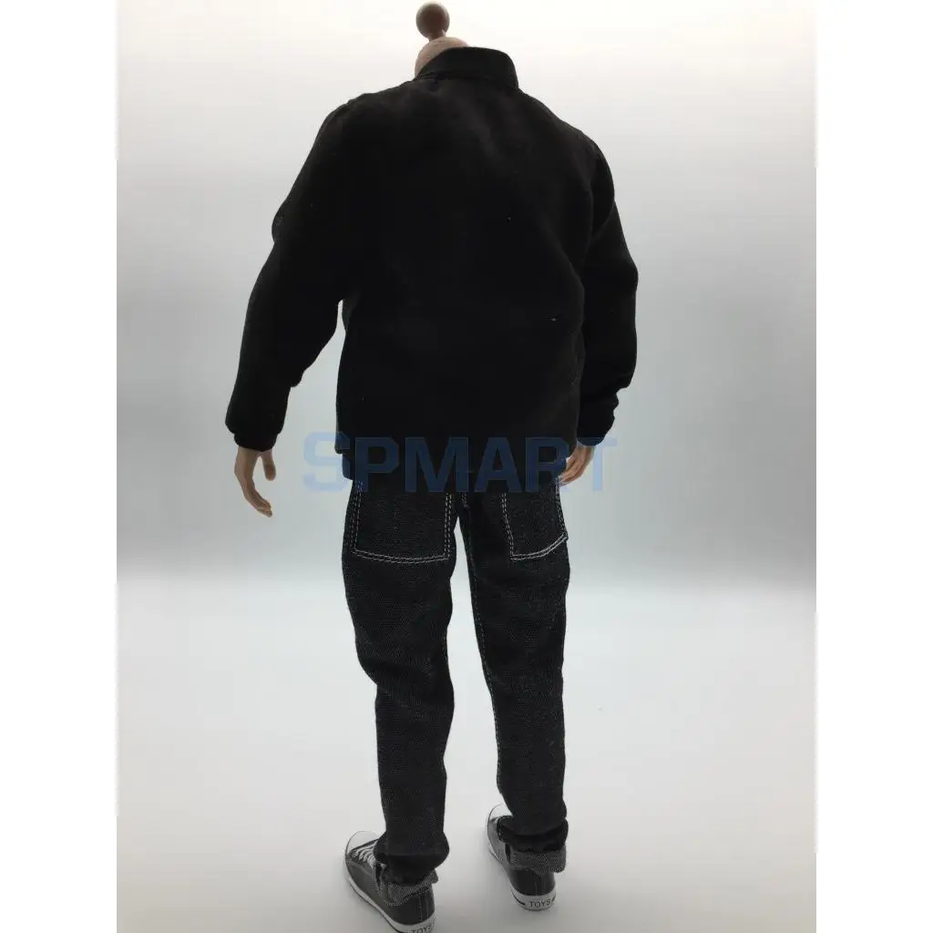 1/6 Scale Mens Clothes Black Bomber Jacket T-shirt Jeans Belt Hat Canvas Shoes Set for 12