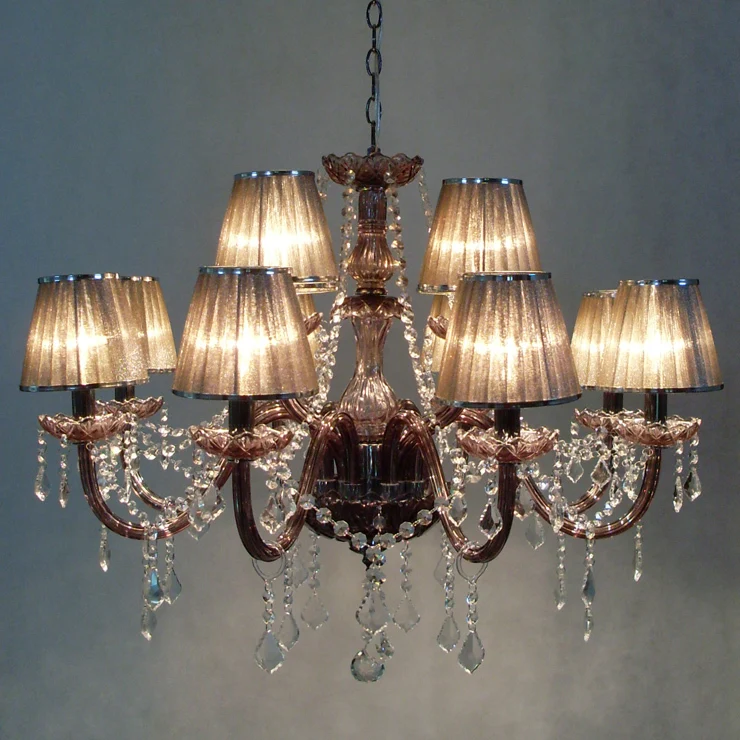 12 Bulbs European Candle Crystal Chandeliers Lamp And 12 Bulbs European Candle Crystal Chandeliers Lamp And Pandents India Gauze Lampshade Bedroom Living Room Modern E14 In From Lights