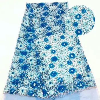

2019 Latest Nigerian Sky Blue Laces Fabrics High Quality African Laces Fabric For Wedding Dress French Tulle Lace