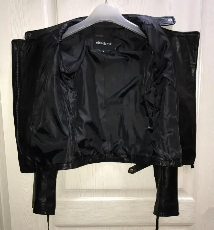 Женское тонкое пальто из натуральной кожи. Модная байкерская куртка из овчины азиатского размера, брендовая замшевая куртка 69,99 долларов