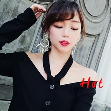 

Fashion Modern Fashion Punk Style Geometric Earrings Hyperbole Alloy Big Circle LOVE Letter Dangle Earrings For Women Brinco