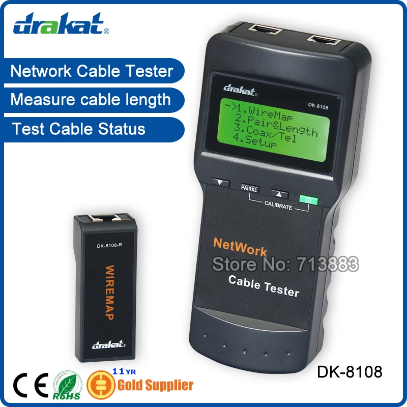 DK 8108 тестер длины сетевого кабеля с дистанционным управлением RJ45|cable length tester|cable