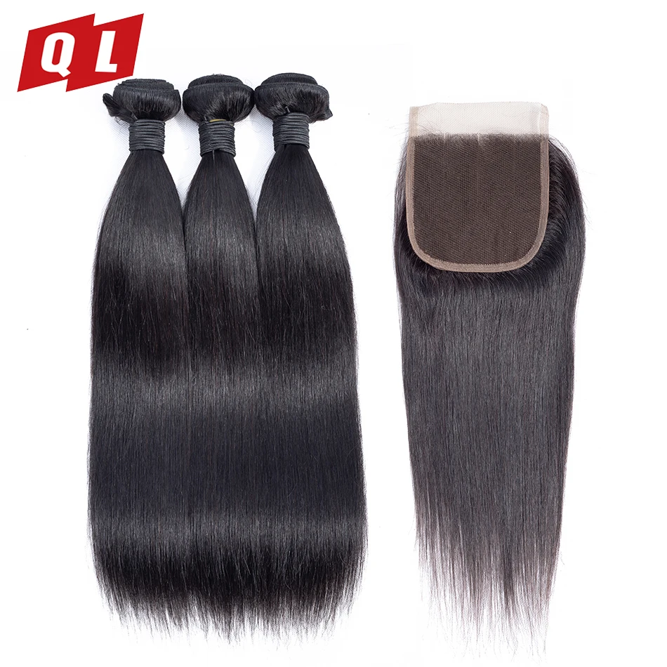 QI-Hair-Peruvian-Straight-Hair-3-Bundles-With-4-4-Lace-Closure-Remy-Hair-100-Human