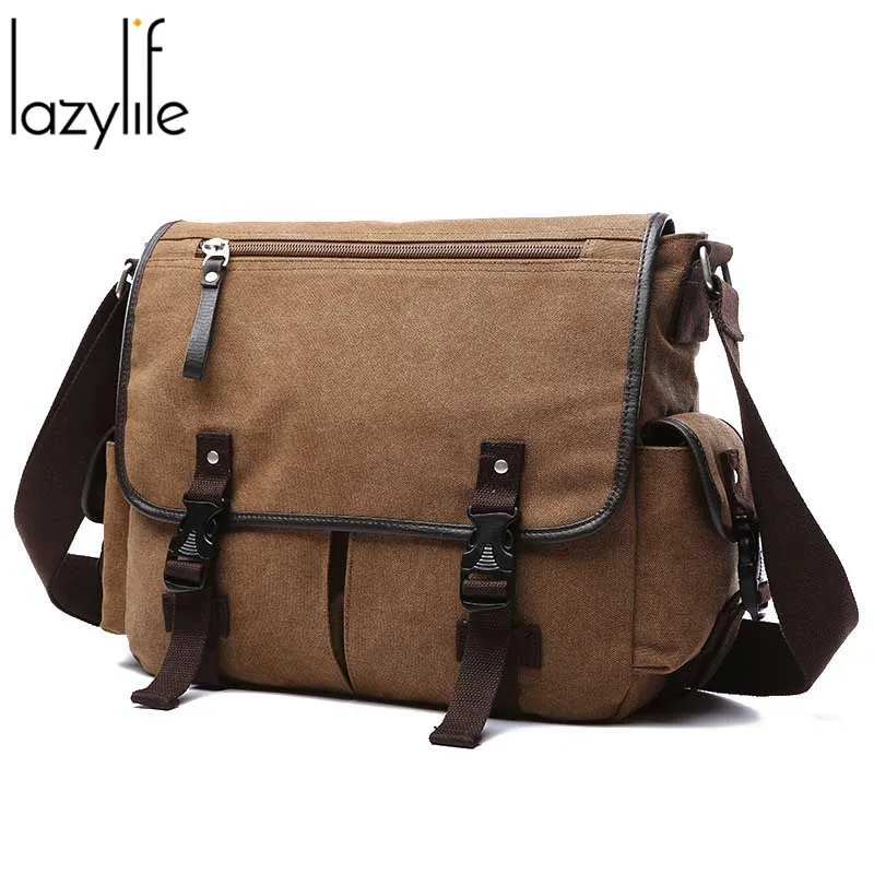 

LAZYLIFE Preppy Style Shoulder Bag Canvas Messenger Bag Contracted joker Leisure Or Travel Bag for Men