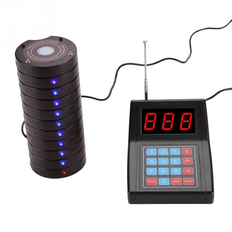 

10 Pagers 999 Channels Wireless Queue Calling System Pager System for Restauran Guest Paging System 1.5km Connection Distance