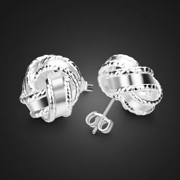 

Wholesale Fashion 925 sterling silver earrings for women/man Tennis net web stud earing cuff Glamour solid silver jewelry gifts