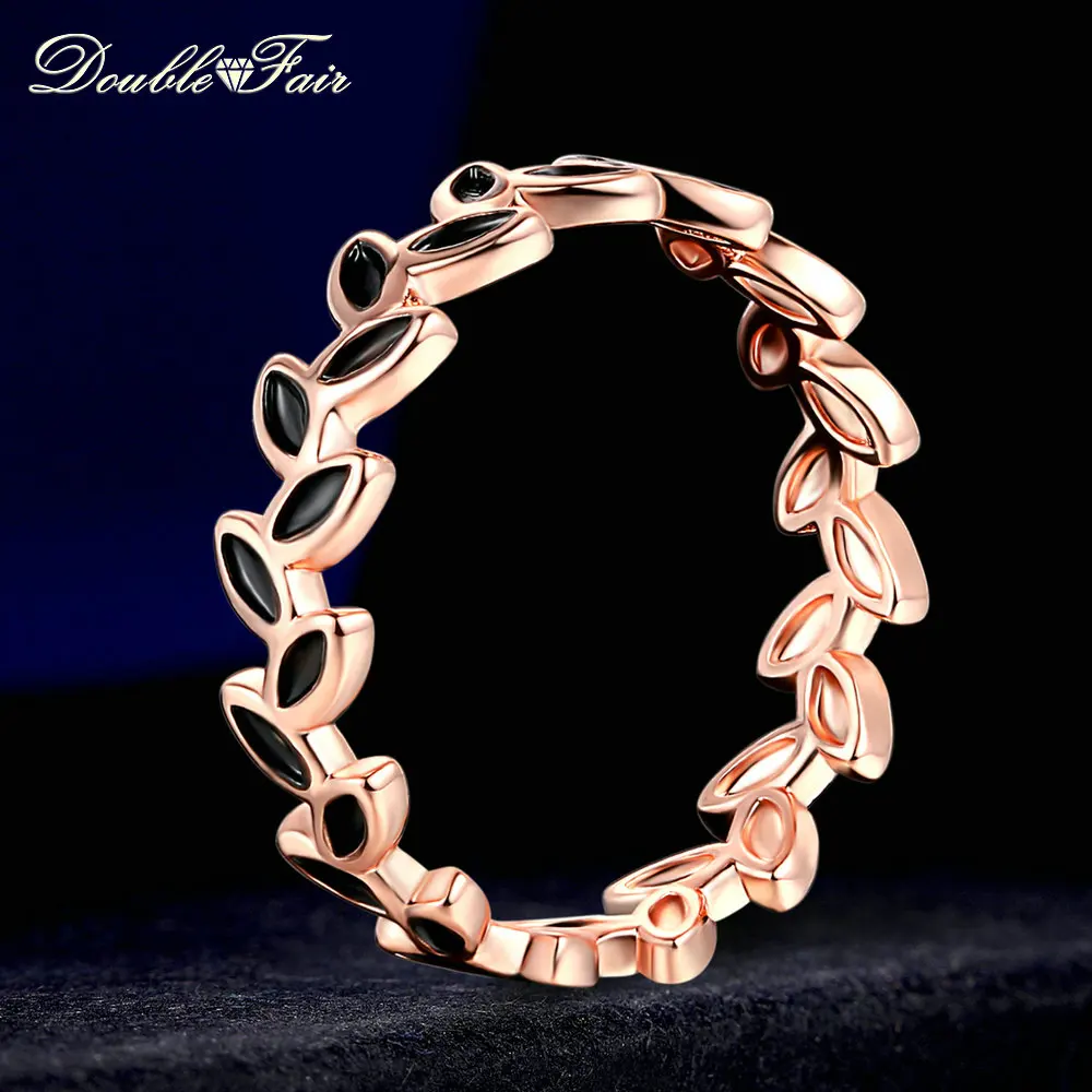 

Double Fair Drop Glaze Willow Leaf Rings For Women Party Classic Rose Gold Color Engagement Fashion Jewelry Wholsale DFR183