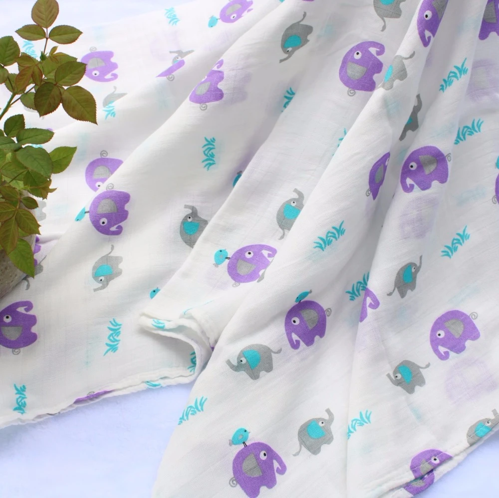 

5pcs/lot 2layers bamboo cotton summer thin baby swaddle soft newborn receiving blanket elephant Baby cradle cover Bath Towel