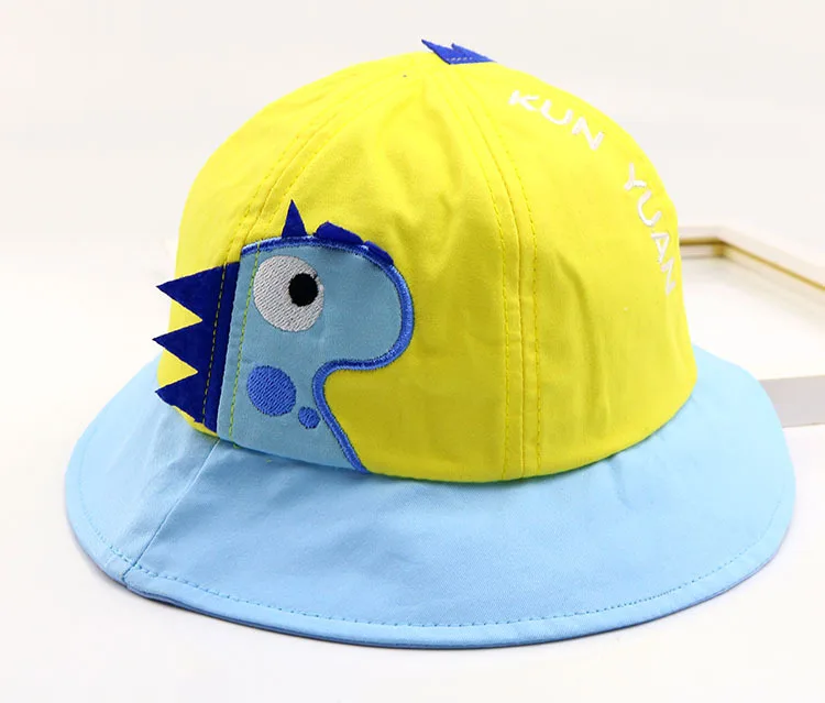 Детская шапка, маленькая шапочка для бассейна с динозавром, детская Милая Корейская версия с героями мультфильмов, детская Рыбацкая шляпа, реквизит для фотосъемки детей - Цвет: Цвет: желтый