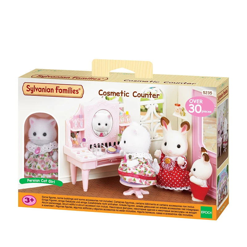 Sylvanian Families Cosmetic Counter Set Fashion Dollhouse Animal Furry w/Silk Cat Toy Figures New 5235