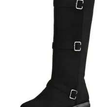 Женские ботинки; сезон осень-зима; теплая плюшевая обувь; зимние сапоги до колена на высоком каблуке; круглый носок; Платформа; молния; Пряжка; Новинка года; пикантные; Цвет черный, серый