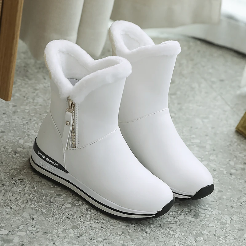 INS women ankle boots 22-26cm thick snow boots ankle boots for women winter boots women outdoor warm shoes ankle boots for women - Цвет: white