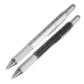 

Multi Function Ballpoint Pen Screwdriver Ruler Spirit Level With A Top And Scale Stylus For Touch Screen Metal Plastic Tool Pen