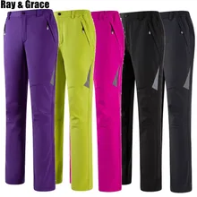 RAY GRACE тепловые зимние штаны женские уличные флисовые брюки для кемпинга, лыжного треккинга, альпинизма, ветрозащитные флисовые брюки для пеших прогулок