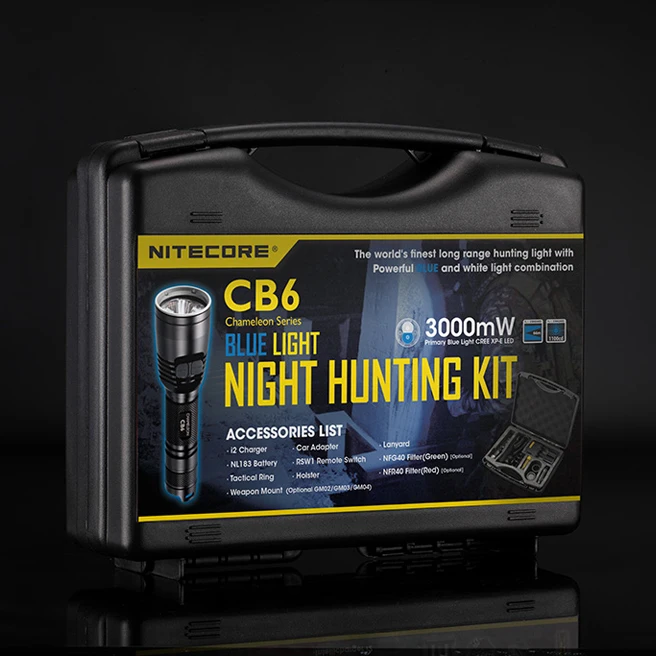 Лучшие продажи NITECORE белого и синего цвета светильник CREE XP-G2 светодиодный CB6 ночь охота комплект Открытый Отдых Тактический вспышки светильник Фонари набор