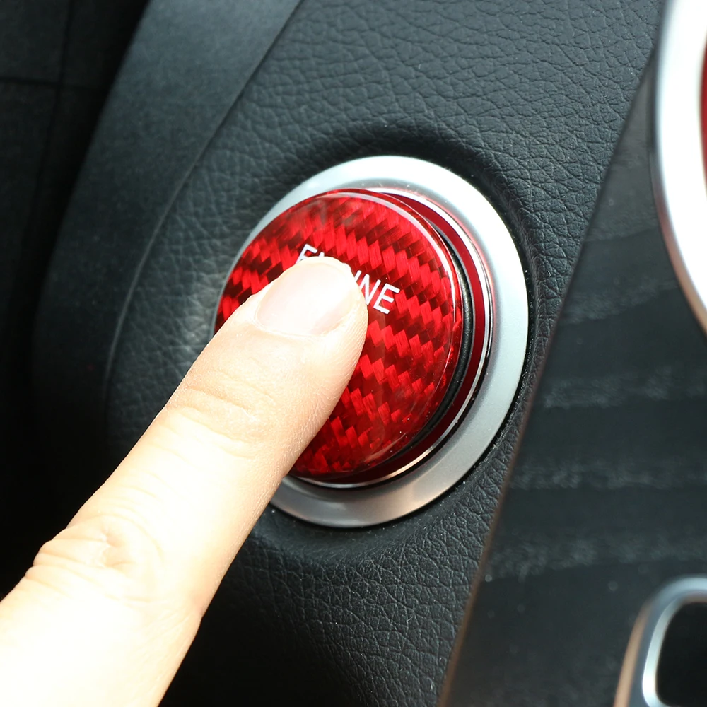 

Carbon Fiber Car Engine Start Stop Button Cover Keyless Go Ignition Stickers For Mercedes Benz AMG A B C W205 GLC X253 E ML GLE