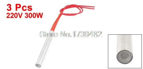 220V 300W 2-Wire Industry Mold Cartridge Heater Heating Element 10mm x 80mm 3Pcs