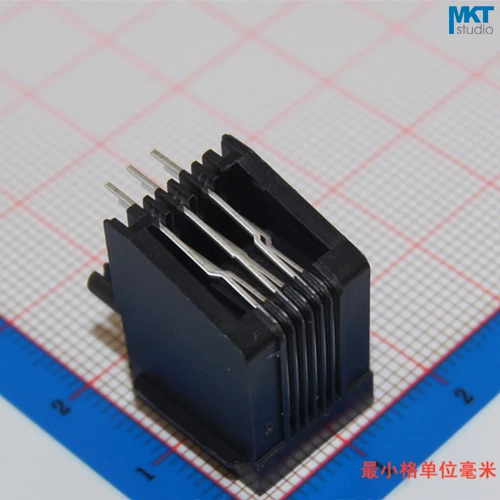 

100Pcs Black 6P6C RJ11 Female PCB Mount Telephone Modular Connector Socket Interface For Plug Jack