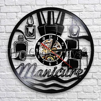 

Nail Salon Vinyl Record Wall Clock Wall Watch Time Clock Personality Beauty Salon Wall Sight Decor For Beauty Nail Salon