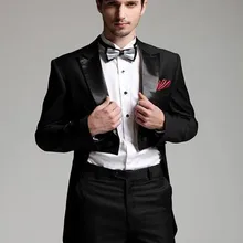 Деловые мужские облегающие костюмы смокинги для жениха черного цвета, фрак для жениха, мужские свадебные костюмы, смокинг для жениха(пиджак+ брюки+ галстук