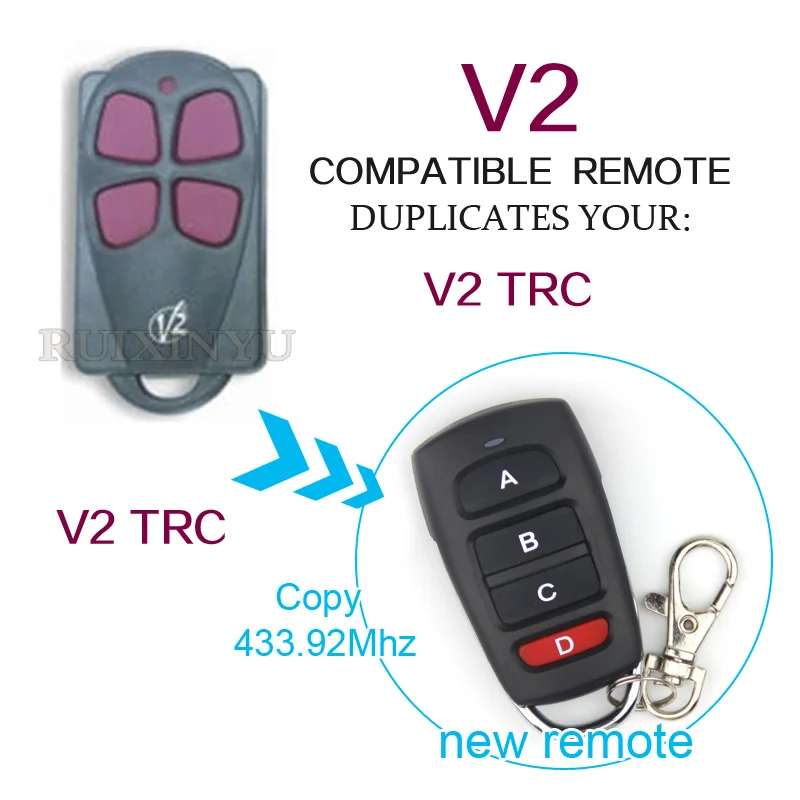 Копия V2 TRC V2 пульт дистанционного управления 433,92 МГц пульт дистанционного управления электрической Дверью Гаража двери дистанционного управления