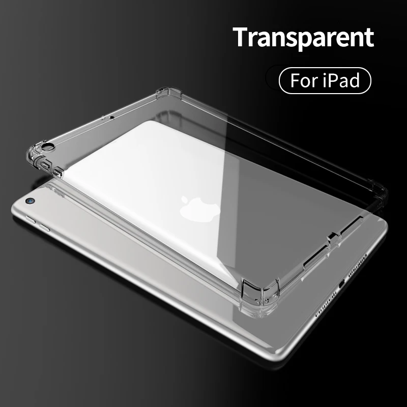 PZOZ для iPad 2/3/4 Силиконовый противоударный чехол прозрачный ТПУ для Apple, iPad 9,7 Air 2 Pro 10,5 Mini 4 3 2 1 чехол - Цвет: 9. 7iPad Transparent
