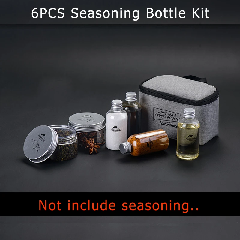 Naturehike 6 Unids/set Acampar Al Aire Libre Portable Botellas de Condimentos Kit Bien Sellada Latas Picnic BBO Condimento Contenedores Kits de Viaje