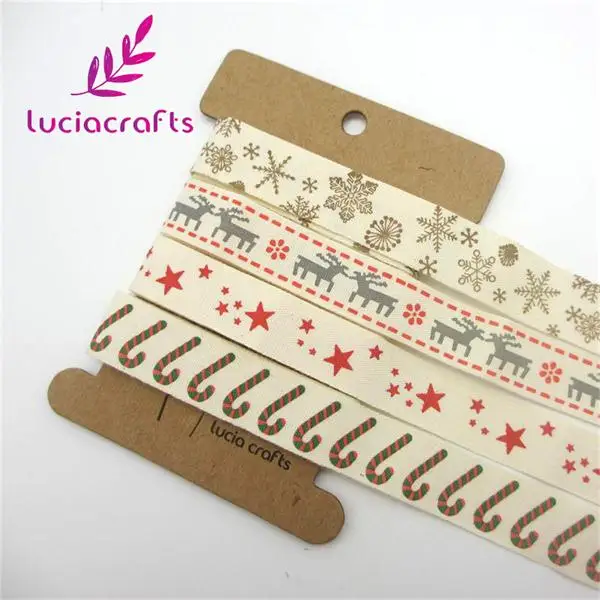 Lucia Crafts 5/8 ''15-16 мм Рождественская мультяшная печать хлопковые ленты подарочная упаковка «сделай сам» аксессуары ручной работы Q0405 - Цвет: Mixed Type 7