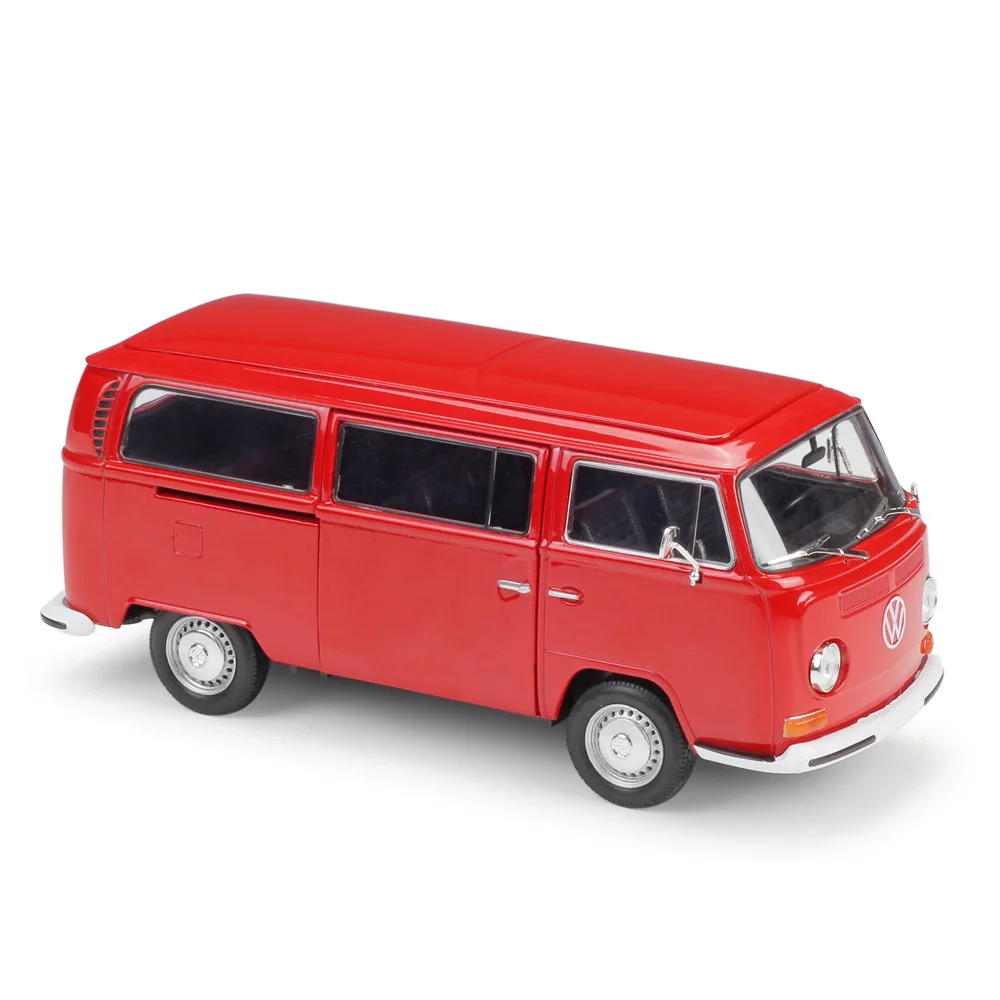 WELLY 1:24 Volkswagen 1972 T2 автобус фургон моделирование сплав модель автомобиля ремесла украшение коллекция игрушка инструменты подарок - Цвет: Красный