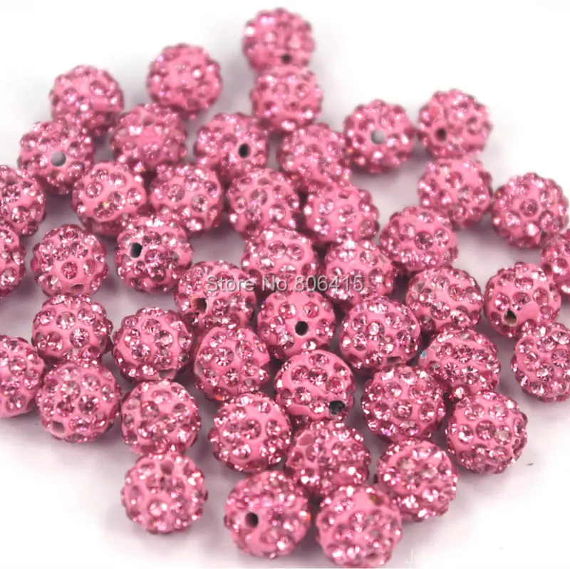 

100pcs 10mm Light Rose Top Quality Czech Crystal Rhinestones Pave Clay Round Disco Ball Spacer Beads Bracelet Necklace Earring
