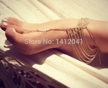 FD761 Fashion Fine Beach Multi chain Tassel Toe Ankle Bracelet Chain Link Foot JEWELRY