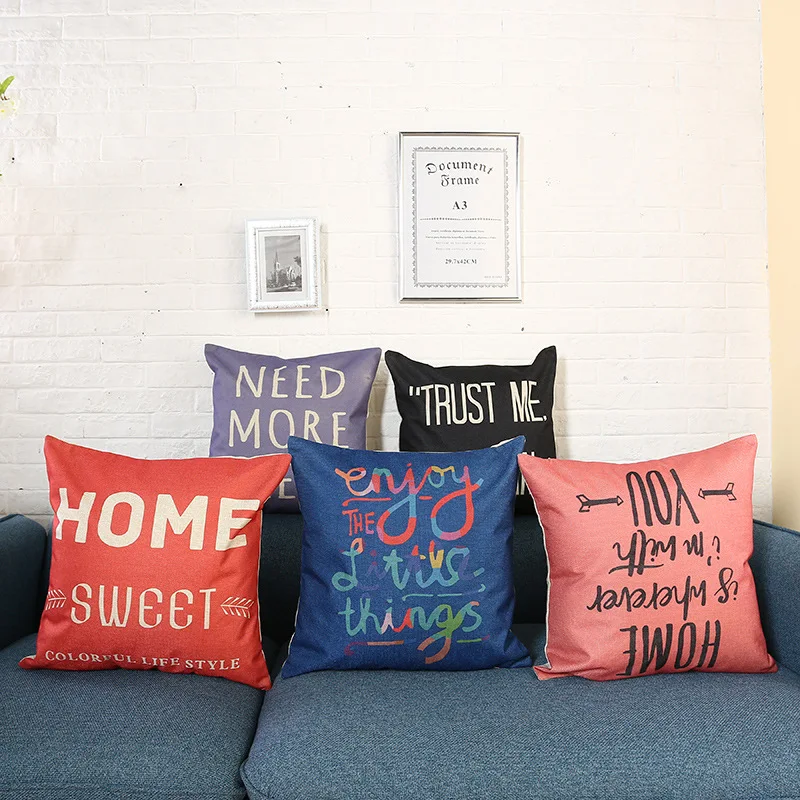 1Pcs 45*45cmChair Seat Letter Slang Throw Pillow Cheaper Cushion Cover