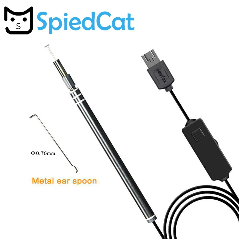 SPIED CAT 2In1 Mini Camera Pen LensCable Visual Ear Cleaning Tool Otoscope Ear Health Care USB Ear Cleaning Endoscope