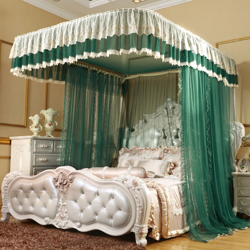 

U type Palace style Guide rail mosquito net Mopping the style three open door telescopic mosquito net 1.8m 1.5m 2m bed