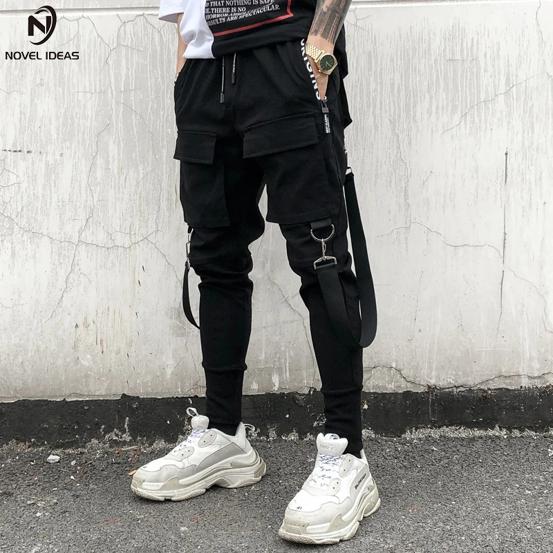 

Novel ideas Jogger Pant Men Multi pocket Elastic Waist Design Pant Street Punk Hip Hop Casual Trousers Joggers Male Dancing Pant