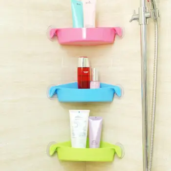 

4 Colors Bathroom Corner Storage Rack Organizer Shower Wall Shelf with Suction Cup Home Corner Kitchen Bathroom Shelves