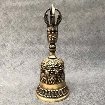 

Tibet Tibetan Buddhism hand made bronze vajra Dorje Rattle handbell statue