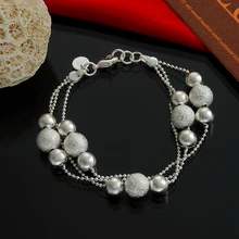 Серебро 925 браслеты для женщин многослойный браслет-цепочка с бусинами& Браслеты Женский браслет свадебные ювелирные украшения подарки