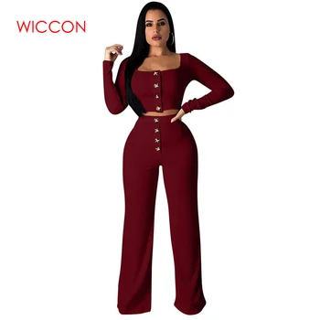 

2020 Women Two Piece Set Sleeveless Crop Tops Casual Suits 2 Piece Set for Women Top Pants Autumn Outfits Knit Sweater Sets