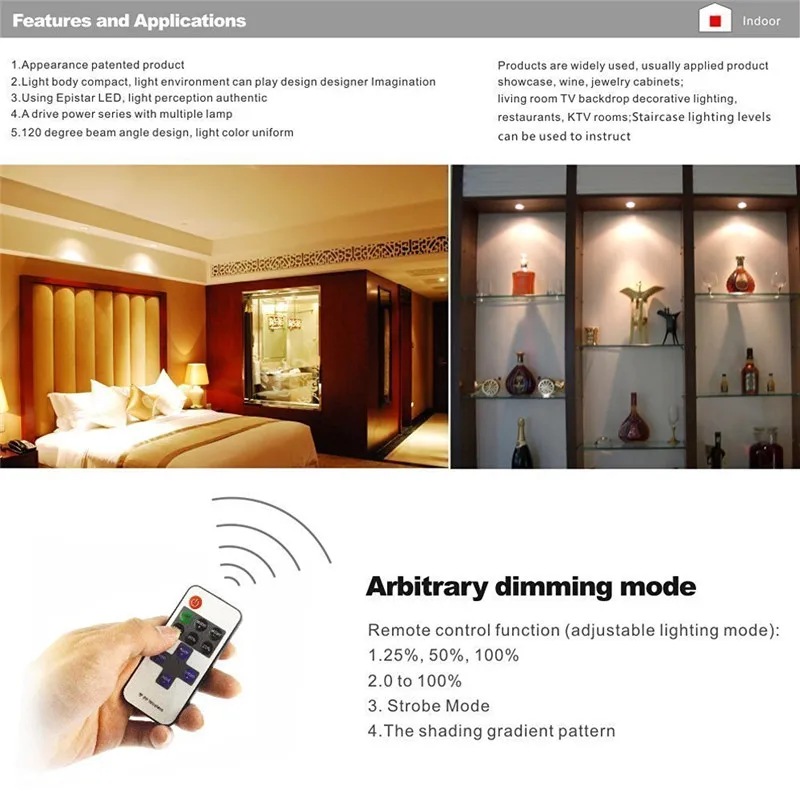  3/4/6/8 PCS Under Cabinet Lighting Remote Control Dimmable LED Light Kitchen Under Counter Showcase - 32964911907