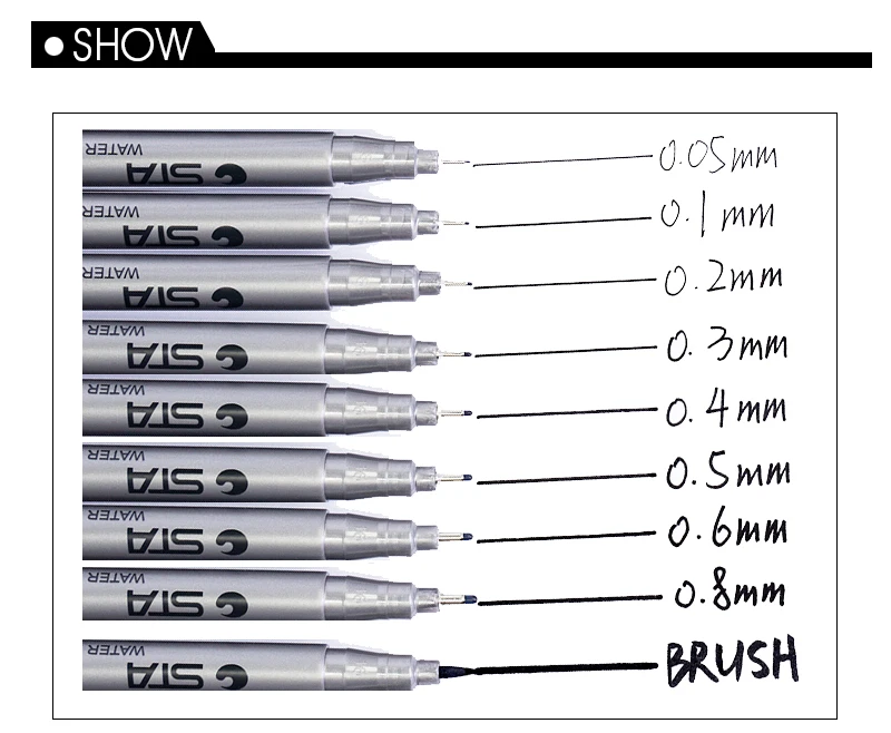 STA водонепроницаемый выцветает Micron PenTip тонкий лайнер черный эскиз водный маркер ручка для манги