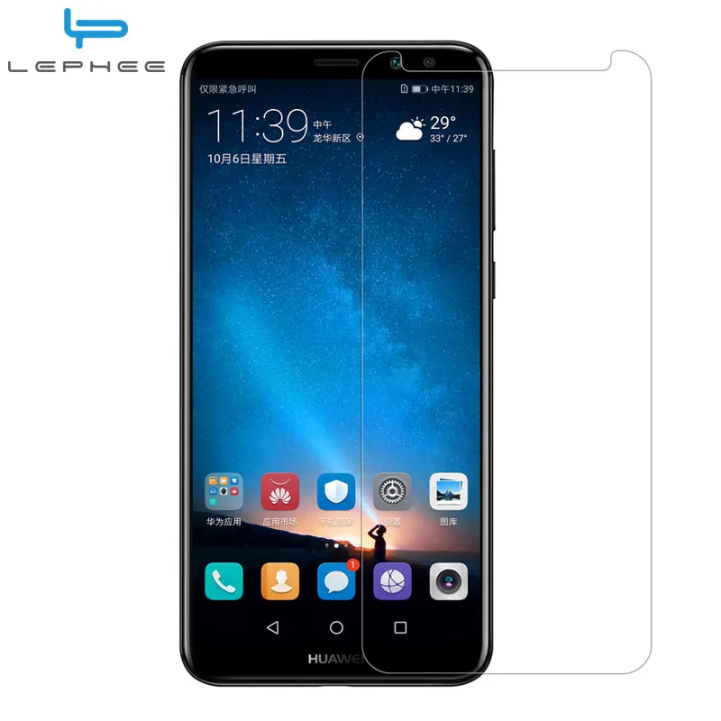 LEPHEE 2PCS for Huawei Mate 10 lite Tempered Glass for