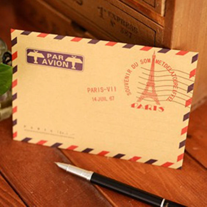 Винтажный Стиль Коричневый Kraft Air Mail конверты, коричневый бумажный конверт, пригласительные конверты 11x16,2 см 50 шт./лот - Цвет: 1