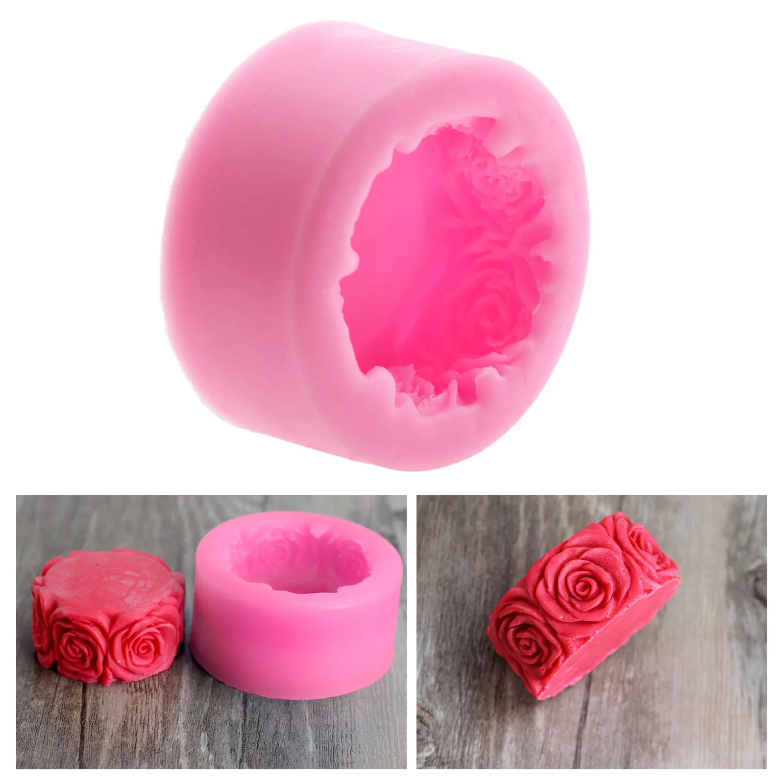 

Rose Flowers Round Silicone Mold Forms For Soap DIY Crafts Mould Candle Molds Stampi In Silicone Cake Tools